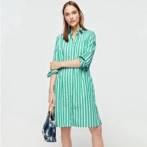 J. Crew Button Up Shirt Dress. Green Stripe. Size Medium.